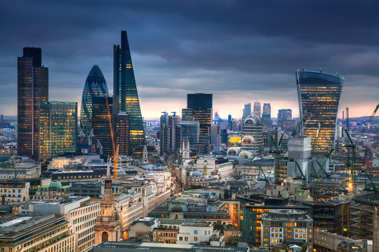City of London financial district at night